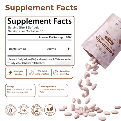 Vitamin B1 Benfotiamine Softgels - 600mg